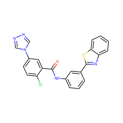 O=C(Nc1cccc(-c2nc3ccccc3s2)c1)c1cc(-n2cnnc2)ccc1Cl ZINC000000679788