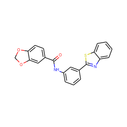 O=C(Nc1cccc(-c2nc3ccccc3s2)c1)c1ccc2c(c1)OCO2 ZINC000000809533