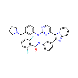 O=C(Nc1cccc(-c2nc3ccccn3c2-c2ccnc(Nc3cccc(CN4CCCC4)c3)n2)c1)c1c(F)cccc1F ZINC000042803908