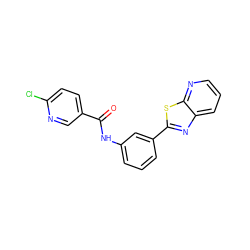 O=C(Nc1cccc(-c2nc3cccnc3s2)c1)c1ccc(Cl)nc1 ZINC000004063052