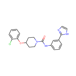 O=C(Nc1cccc(-c2ncc[nH]2)c1)N1CCC(Oc2ccccc2Cl)CC1 ZINC000040879274