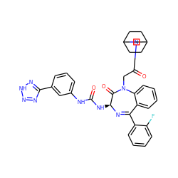 O=C(Nc1cccc(-c2nn[nH]n2)c1)N[C@@H]1N=C(c2ccccc2F)c2ccccc2N(CC(=O)N2CC3CCC(CC3)C2)C1=O ZINC000029239588