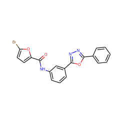 O=C(Nc1cccc(-c2nnc(-c3ccccc3)o2)c1)c1ccc(Br)o1 ZINC000002836454