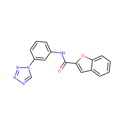 O=C(Nc1cccc(-n2cnnn2)c1)c1cc2ccccc2o1 ZINC000005485432