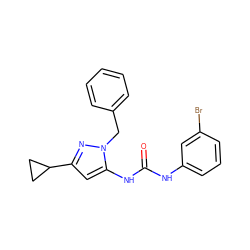 O=C(Nc1cccc(Br)c1)Nc1cc(C2CC2)nn1Cc1ccccc1 ZINC000096273836