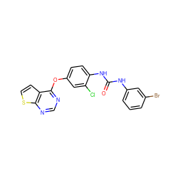 O=C(Nc1cccc(Br)c1)Nc1ccc(Oc2ncnc3sccc23)cc1Cl ZINC000473144590