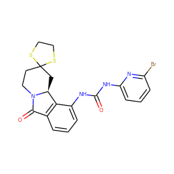 O=C(Nc1cccc(Br)n1)Nc1cccc2c1[C@@H]1CC3(CCN1C2=O)SCCS3 ZINC000118083712