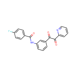 O=C(Nc1cccc(C(=O)C(=O)c2ccccn2)c1)c1ccc(F)cc1 ZINC000066251920