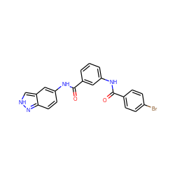 O=C(Nc1cccc(C(=O)Nc2ccc3n[nH]cc3c2)c1)c1ccc(Br)cc1 ZINC000612096589