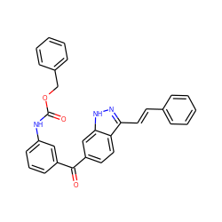 O=C(Nc1cccc(C(=O)c2ccc3c(/C=C/c4ccccc4)n[nH]c3c2)c1)OCc1ccccc1 ZINC000197987836