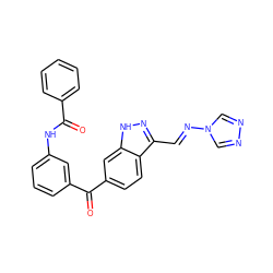 O=C(Nc1cccc(C(=O)c2ccc3c(/C=N/n4cnnc4)n[nH]c3c2)c1)c1ccccc1 ZINC000166814791