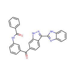 O=C(Nc1cccc(C(=O)c2ccc3c(-c4nc5ccccc5[nH]4)n[nH]c3c2)c1)c1ccccc1 ZINC000004617982