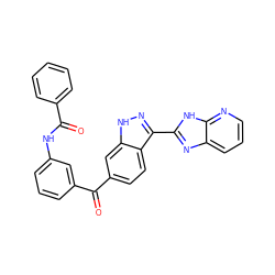 O=C(Nc1cccc(C(=O)c2ccc3c(-c4nc5cccnc5[nH]4)n[nH]c3c2)c1)c1ccccc1 ZINC000167077325