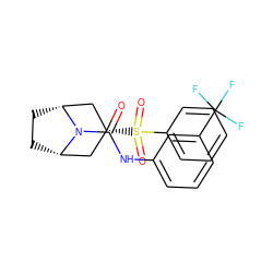 O=C(Nc1cccc(C(F)(F)F)c1)N1[C@H]2CC[C@@H]1C[C@H](S(=O)(=O)c1ccccc1)C2 ZINC000103097119