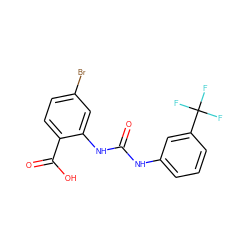 O=C(Nc1cccc(C(F)(F)F)c1)Nc1cc(Br)ccc1C(=O)O ZINC000013531813