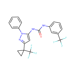 O=C(Nc1cccc(C(F)(F)F)c1)Nc1cc(C2(C(F)(F)F)CC2)nn1-c1ccccc1 ZINC000299829263