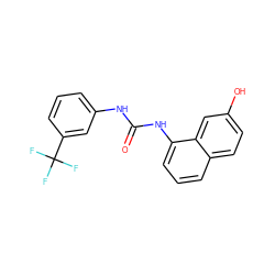 O=C(Nc1cccc(C(F)(F)F)c1)Nc1cccc2ccc(O)cc12 ZINC000001752672