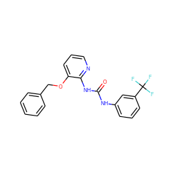 O=C(Nc1cccc(C(F)(F)F)c1)Nc1ncccc1OCc1ccccc1 ZINC000013234698