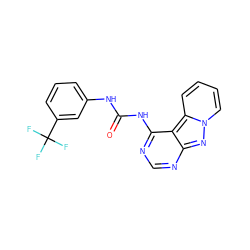 O=C(Nc1cccc(C(F)(F)F)c1)Nc1ncnc2nn3ccccc3c12 ZINC000028129480