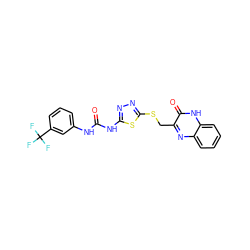 O=C(Nc1cccc(C(F)(F)F)c1)Nc1nnc(SCc2nc3ccccc3[nH]c2=O)s1 ZINC000013361243