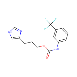 O=C(Nc1cccc(C(F)(F)F)c1)OCCCc1c[nH]cn1 ZINC000013747050