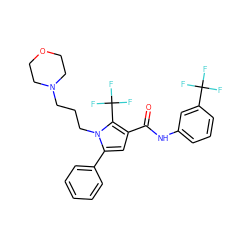 O=C(Nc1cccc(C(F)(F)F)c1)c1cc(-c2ccccc2)n(CCCN2CCOCC2)c1C(F)(F)F ZINC000220753705