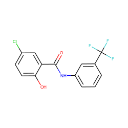 O=C(Nc1cccc(C(F)(F)F)c1)c1cc(Cl)ccc1O ZINC000000263553