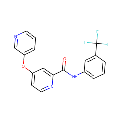 O=C(Nc1cccc(C(F)(F)F)c1)c1cc(Oc2cccnc2)ccn1 ZINC000167373219