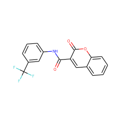 O=C(Nc1cccc(C(F)(F)F)c1)c1cc2ccccc2oc1=O ZINC000000045222