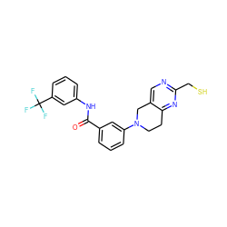 O=C(Nc1cccc(C(F)(F)F)c1)c1cccc(N2CCc3nc(CS)ncc3C2)c1 ZINC000169710095