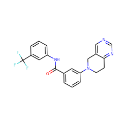 O=C(Nc1cccc(C(F)(F)F)c1)c1cccc(N2CCc3ncncc3C2)c1 ZINC000169710104