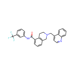 O=C(Nc1cccc(C(F)(F)F)c1)c1cccc2c1CCN(Cc1ccnc3ccccc13)C2 ZINC000040431077