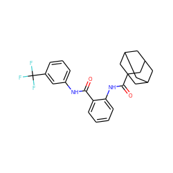 O=C(Nc1cccc(C(F)(F)F)c1)c1ccccc1NC(=O)C12CC3CC(CC(C3)C1)C2 ZINC000224881799