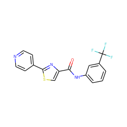 O=C(Nc1cccc(C(F)(F)F)c1)c1csc(-c2ccncc2)n1 ZINC000001397252