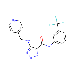 O=C(Nc1cccc(C(F)(F)F)c1)c1n[nH]nc1NCc1ccncc1 ZINC000040866656