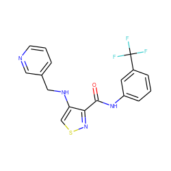 O=C(Nc1cccc(C(F)(F)F)c1)c1nscc1NCc1cccnc1 ZINC000040405398