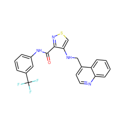 O=C(Nc1cccc(C(F)(F)F)c1)c1nscc1NCc1ccnc2ccccc12 ZINC000040865168