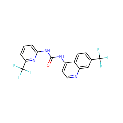 O=C(Nc1cccc(C(F)(F)F)n1)Nc1ccnc2cc(C(F)(F)F)ccc12 ZINC000063298424