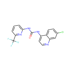 O=C(Nc1cccc(C(F)(F)F)n1)Nc1ccnc2cc(Cl)ccc12 ZINC000063540294