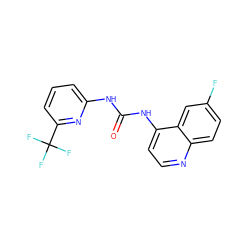 O=C(Nc1cccc(C(F)(F)F)n1)Nc1ccnc2ccc(F)cc12 ZINC000063540302