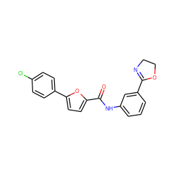 O=C(Nc1cccc(C2=NCCO2)c1)c1ccc(-c2ccc(Cl)cc2)o1 ZINC000028972776