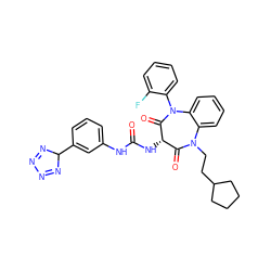 O=C(Nc1cccc(C2N=NN=N2)c1)N[C@H]1C(=O)N(CCC2CCCC2)c2ccccc2N(c2ccccc2F)C1=O ZINC000049734025