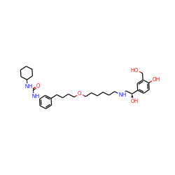 O=C(Nc1cccc(CCCCOCCCCCCNC[C@H](O)c2ccc(O)c(CO)c2)c1)NC1CCCCC1 ZINC000072106564