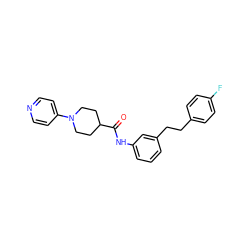 O=C(Nc1cccc(CCc2ccc(F)cc2)c1)C1CCN(c2ccncc2)CC1 ZINC000096285746