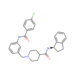 O=C(Nc1cccc(CN2CCC(C(=O)N[C@@H]3CCc4ccccc43)CC2)c1)c1ccc(Cl)cc1 ZINC001772603856