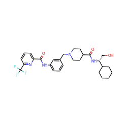 O=C(Nc1cccc(CN2CCC(C(=O)N[C@H](CO)C3CCCCC3)CC2)c1)c1cccc(C(F)(F)F)n1 ZINC001772608436