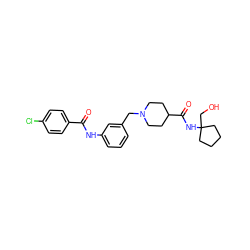 O=C(Nc1cccc(CN2CCC(C(=O)NC3(CO)CCCC3)CC2)c1)c1ccc(Cl)cc1 ZINC001772619006