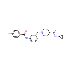 O=C(Nc1cccc(CN2CCC(C(=O)NC3CC3)CC2)c1)c1ccc(F)cc1 ZINC001772585406