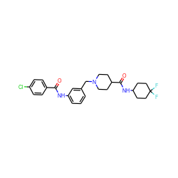 O=C(Nc1cccc(CN2CCC(C(=O)NC3CCC(F)(F)CC3)CC2)c1)c1ccc(Cl)cc1 ZINC001772625834