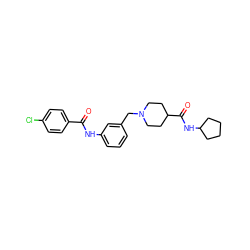 O=C(Nc1cccc(CN2CCC(C(=O)NC3CCCC3)CC2)c1)c1ccc(Cl)cc1 ZINC000210605455